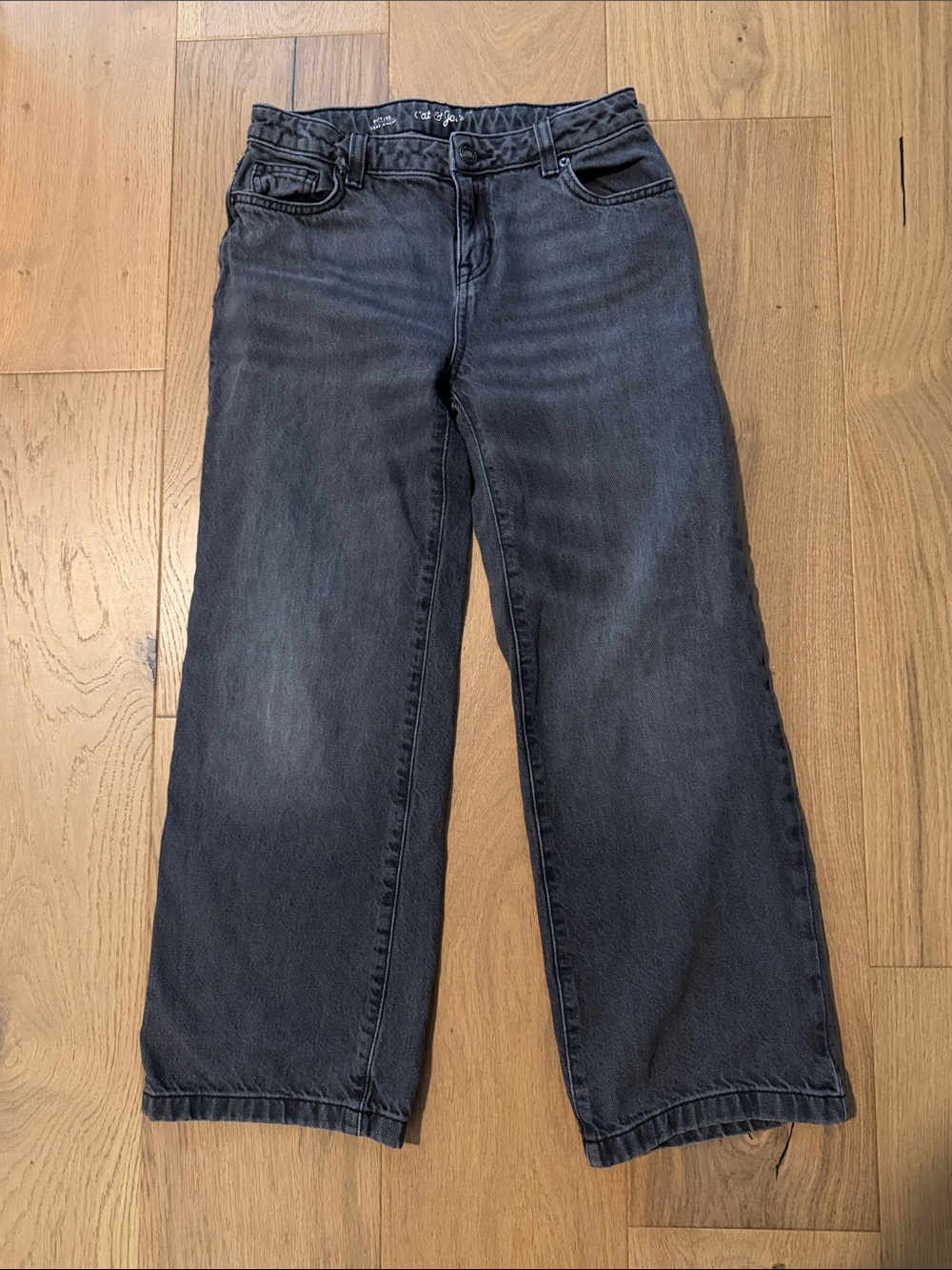 Cat & Jack Girls Wide-Leg Jeans in Washed Black